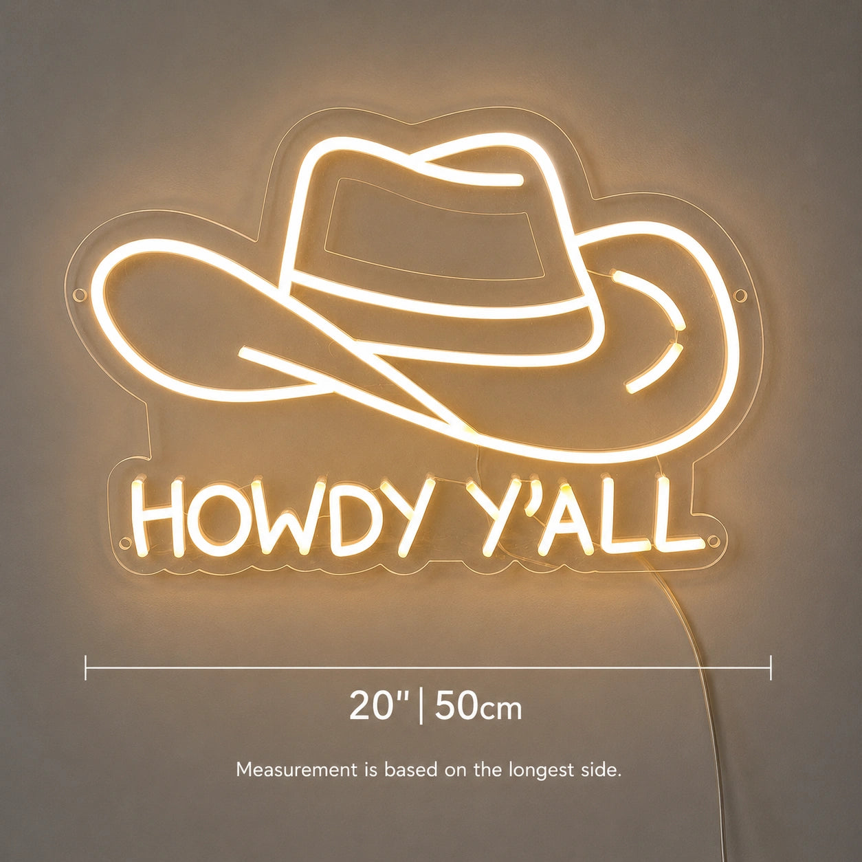 Howdy Yall Cowboy Hat Neon Sign LED Neon Sign size image