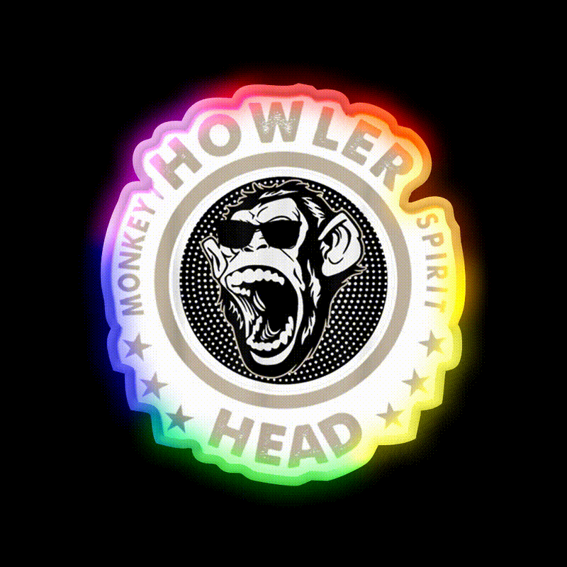 Howler Head Monkey Kentucky Bourbon Whiskey Drink Bar Led Neon Sign Rgb Color