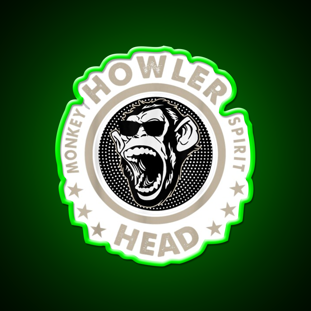 Howler Head Monkey Kentucky Bourbon Whiskey Drink Bar Led Neon Sign Rgb Color