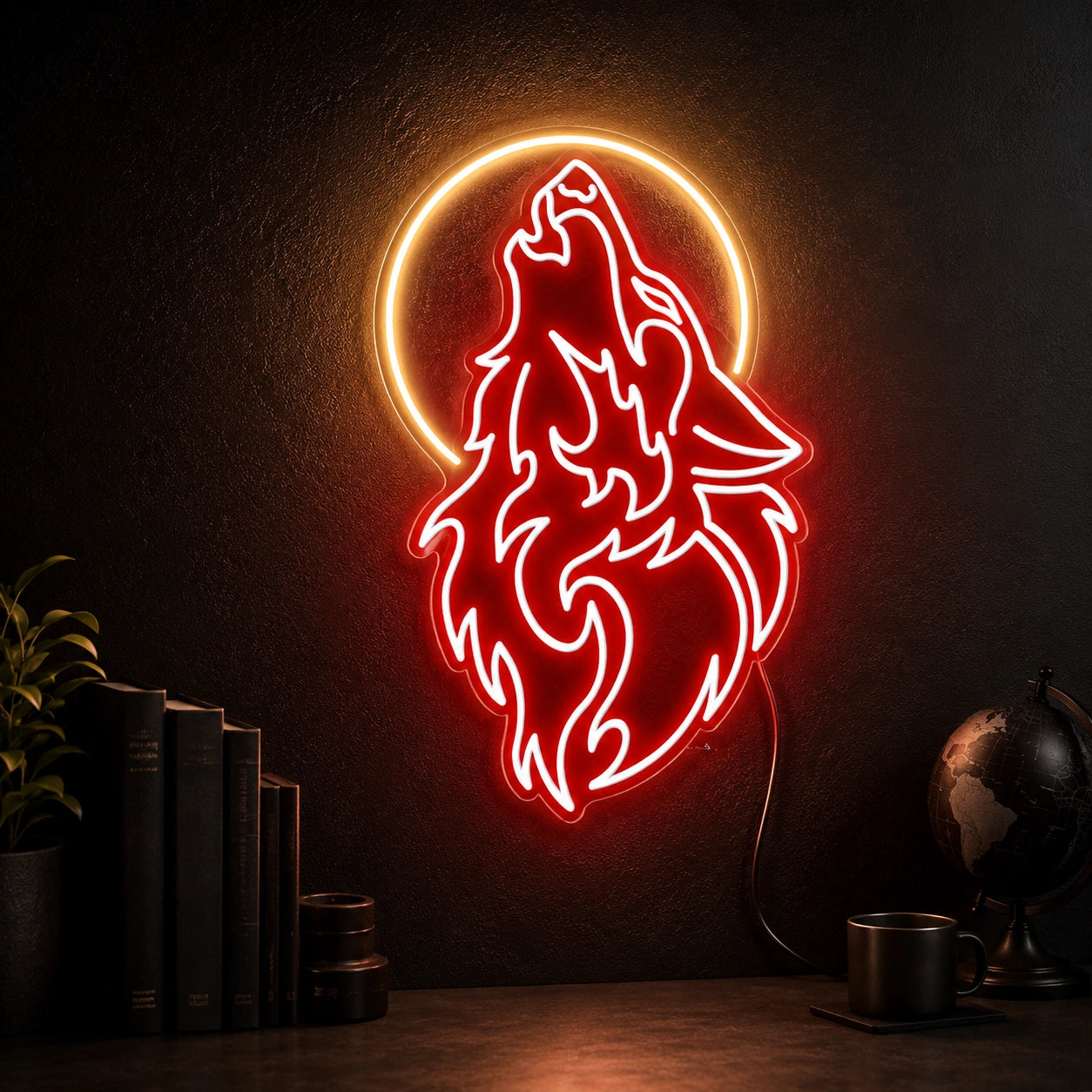 Howling Wolf Halo Neon Sign LED Neon Sign high-converting product image
