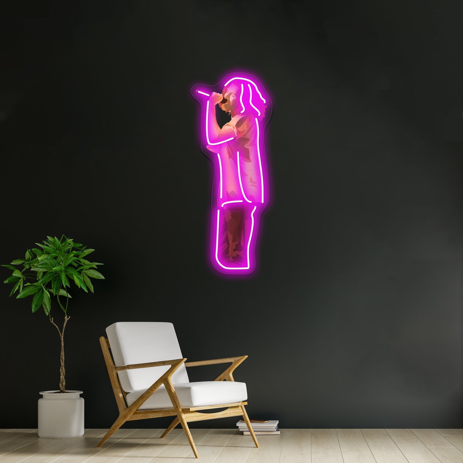 Hozier Illustration Pink Orange Peach Artwork Led Custom Signs - LED neon sign close-up detail