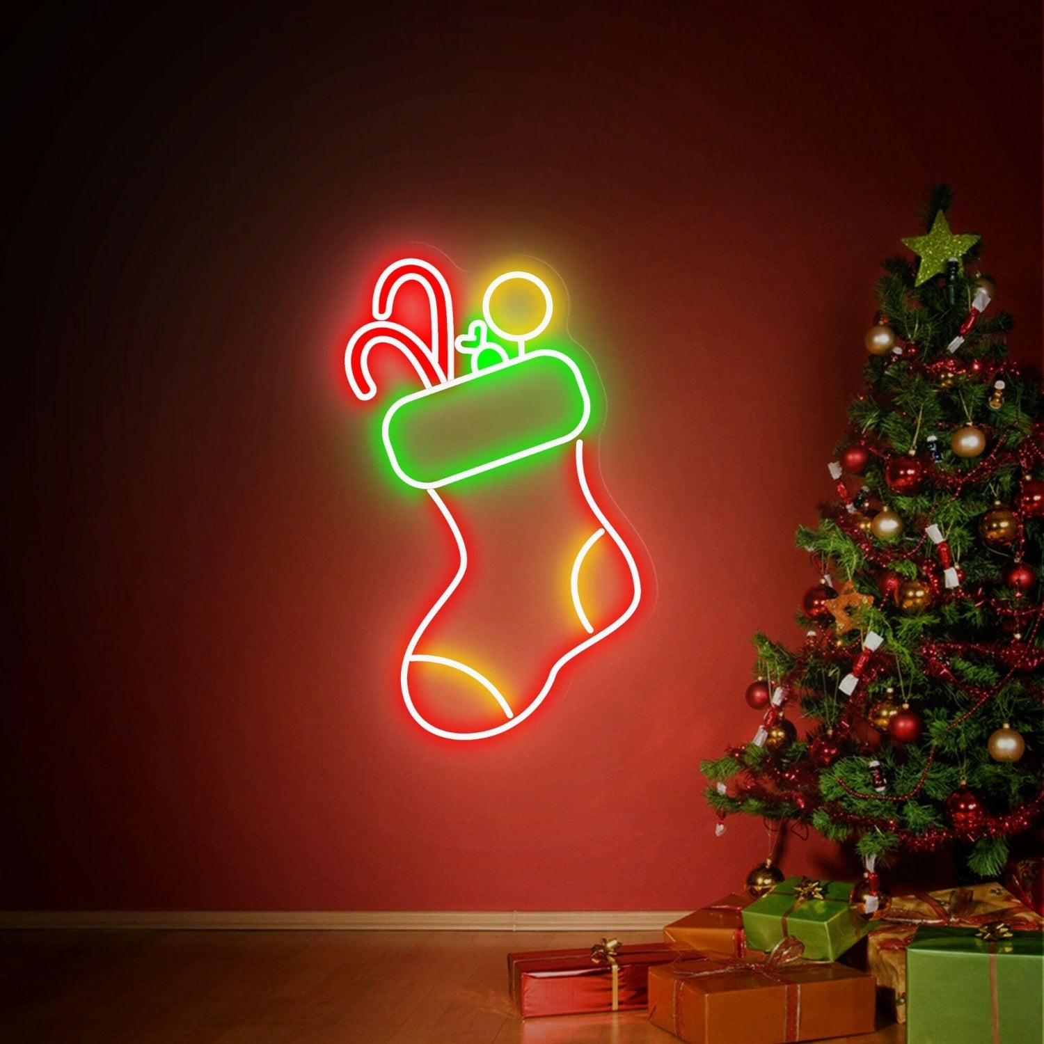 Hristmas Stocking Decor Wall Art Winter Decor Led Neon Sign | Shineneon
