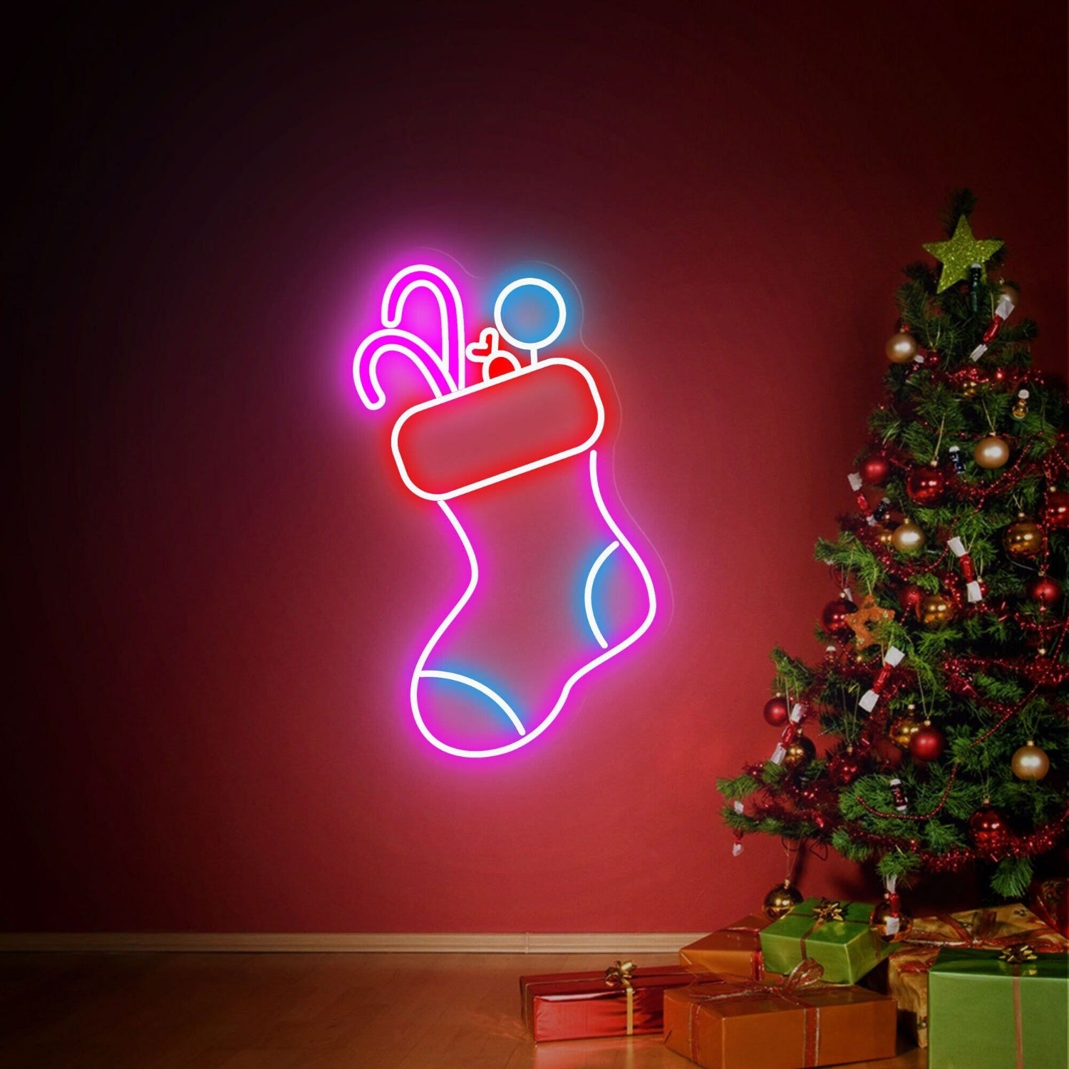 Hristmas Stocking Decor Wall Art Winter Decor Led Neon Sign | Shineneon