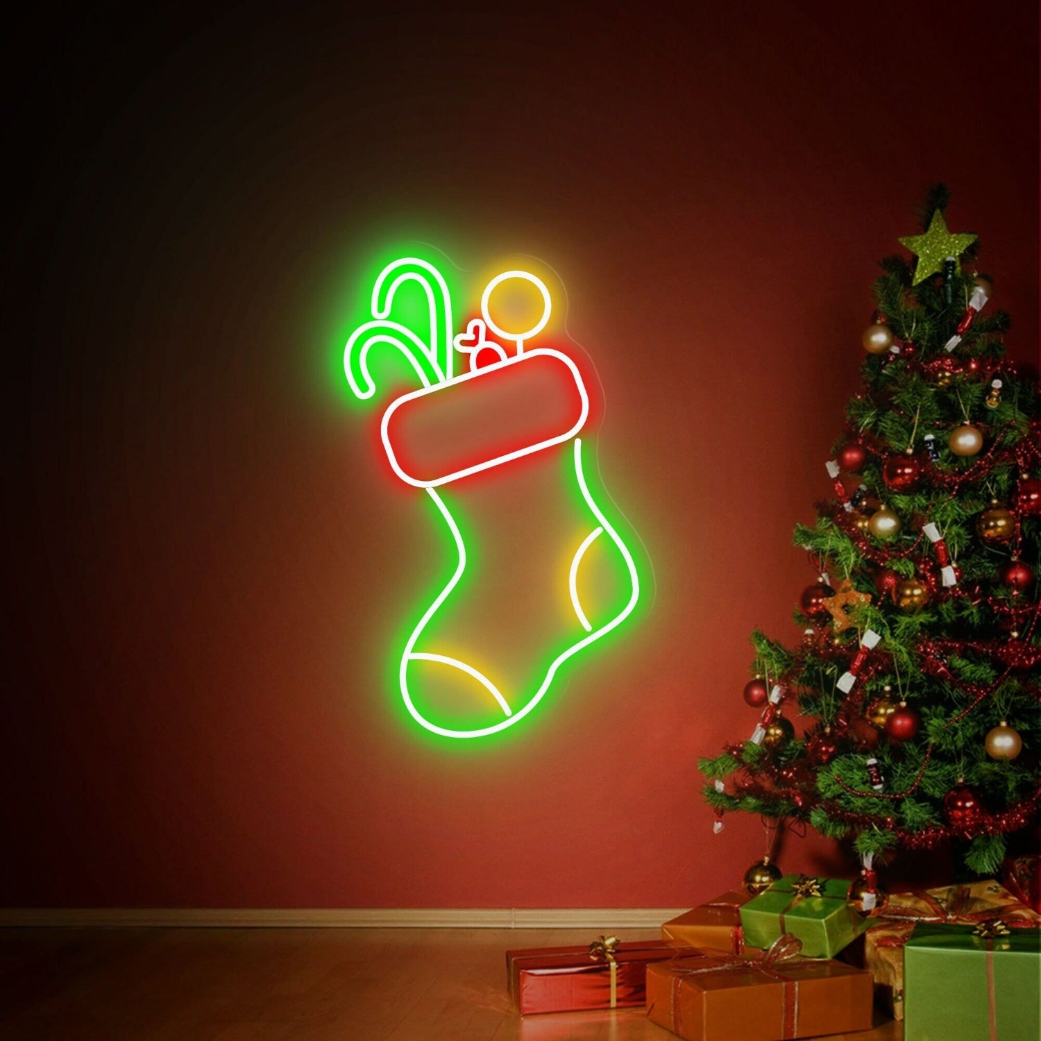 Hristmas Stocking Decor Wall Art Winter Decor Led Neon Sign | Shineneon