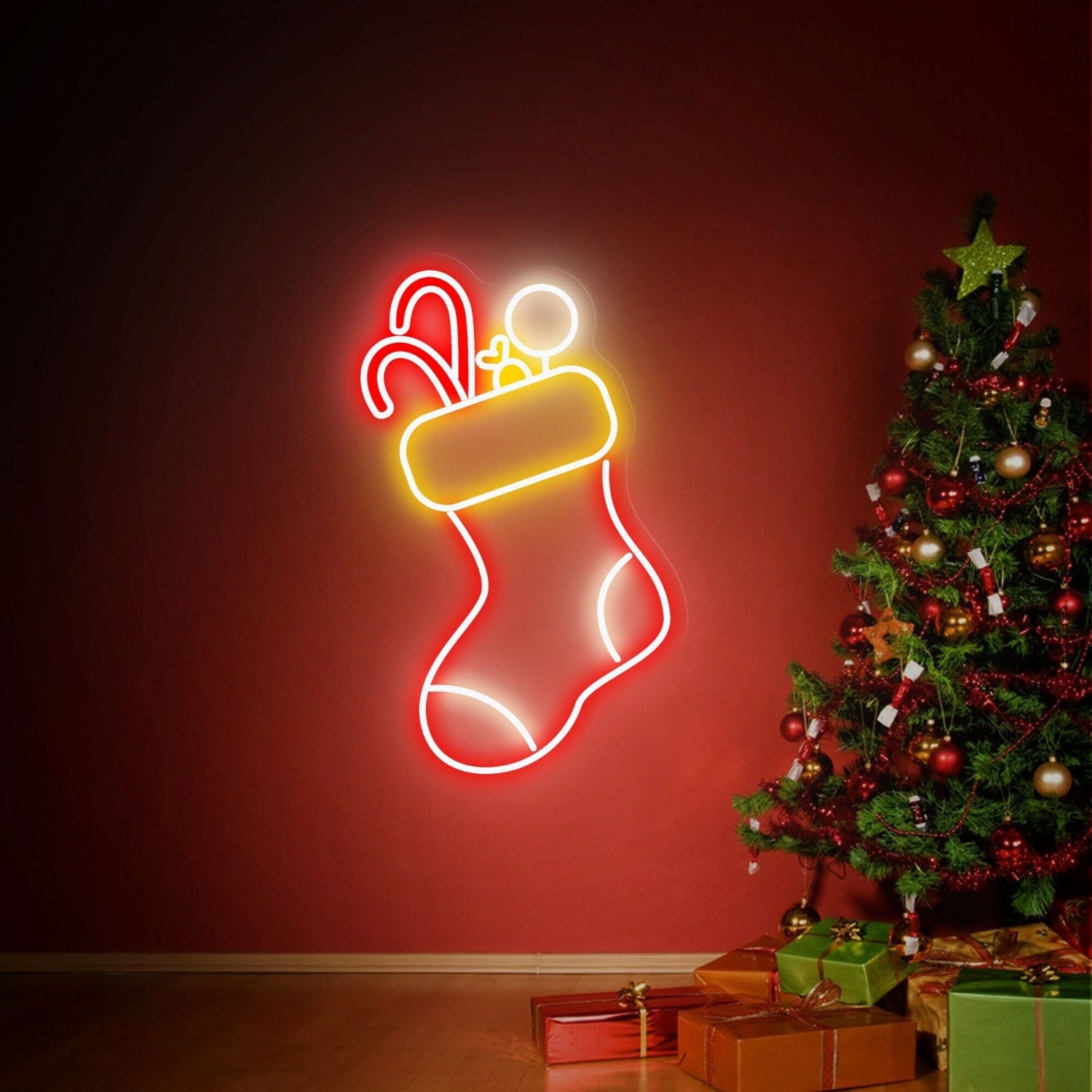 Hristmas Stocking Decor Wall Art Winter Decor Led Neon Sign | Shineneon