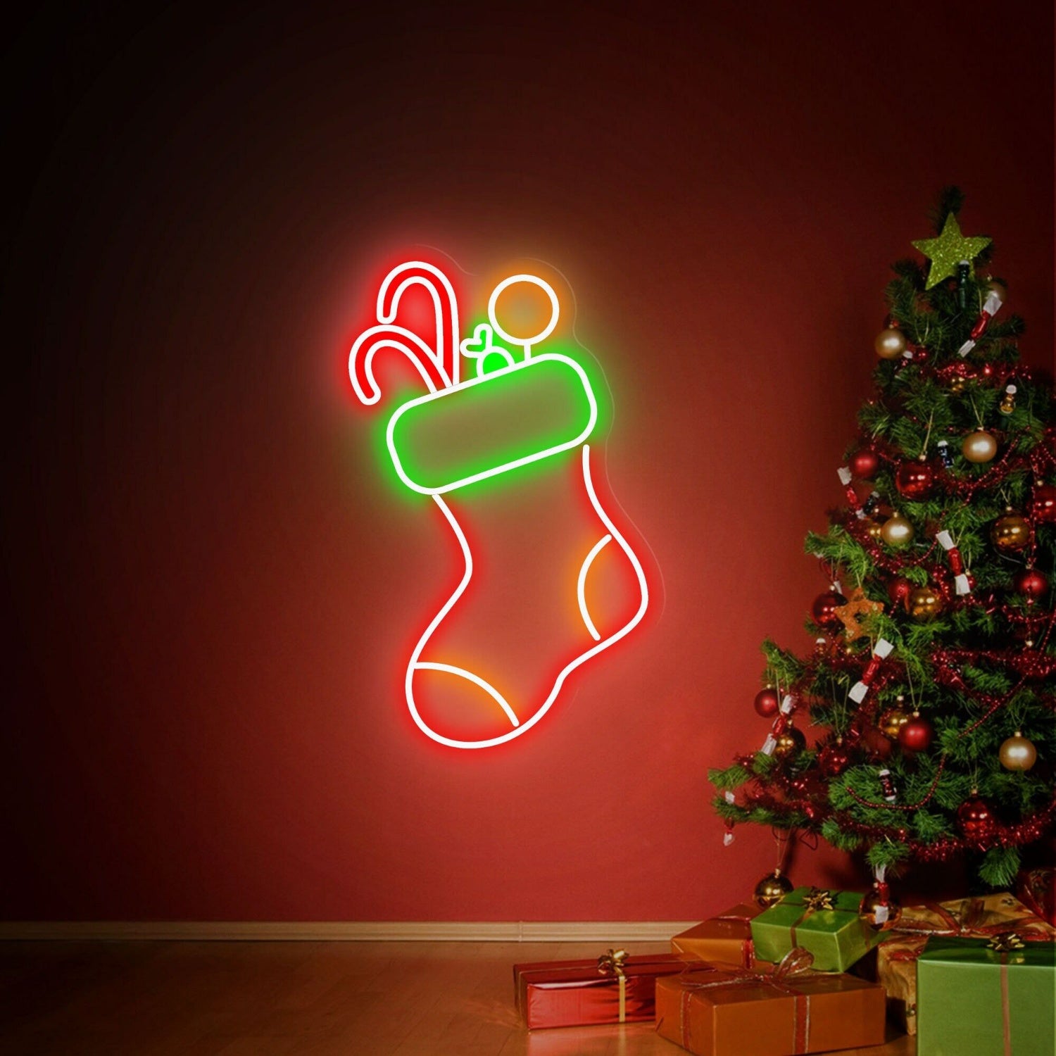 Hristmas Stocking Decor Wall Art Winter Decor Led Neon Sign | Shineneon