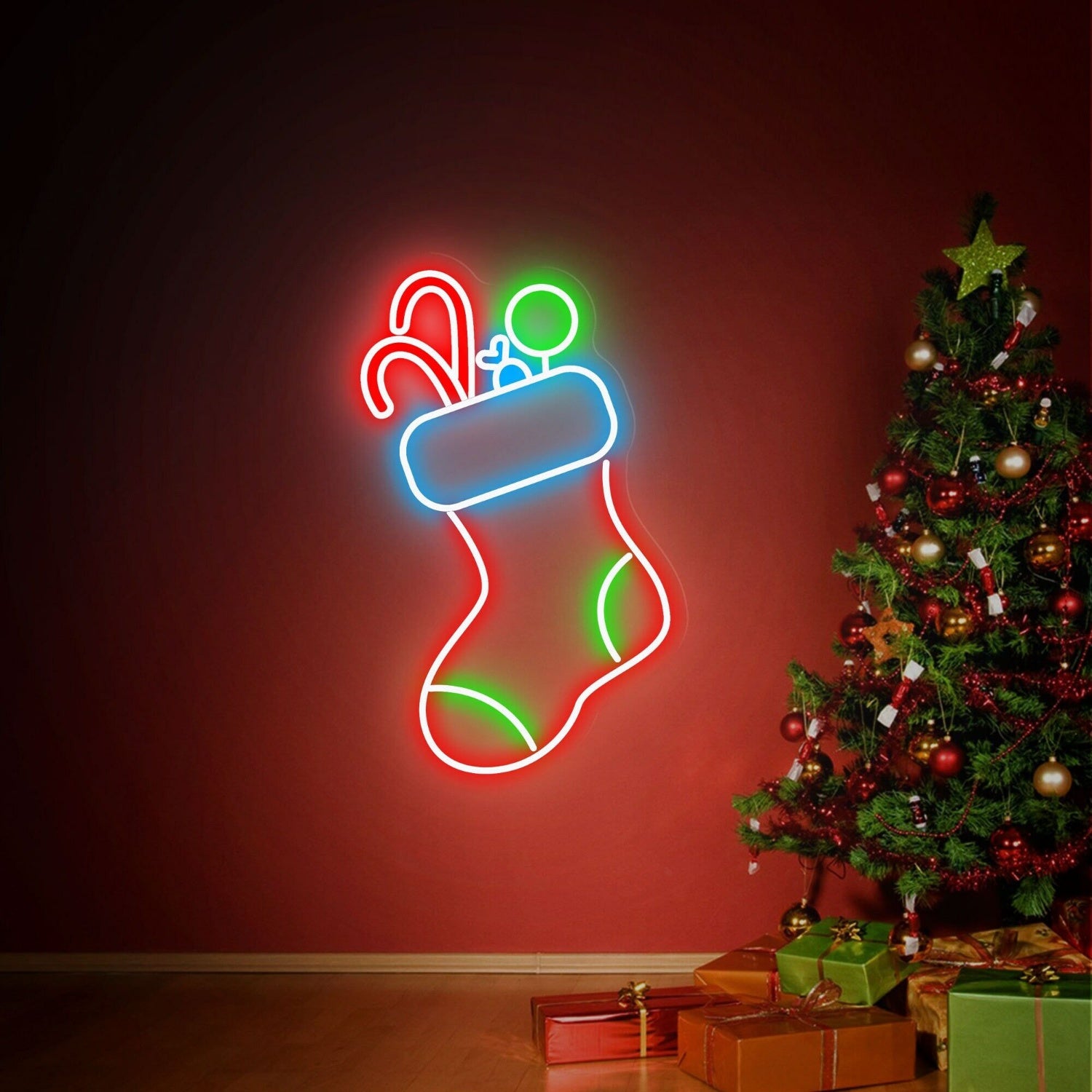 Hristmas Stocking Decor Wall Art Winter Decor Led Neon Sign | Shineneon
