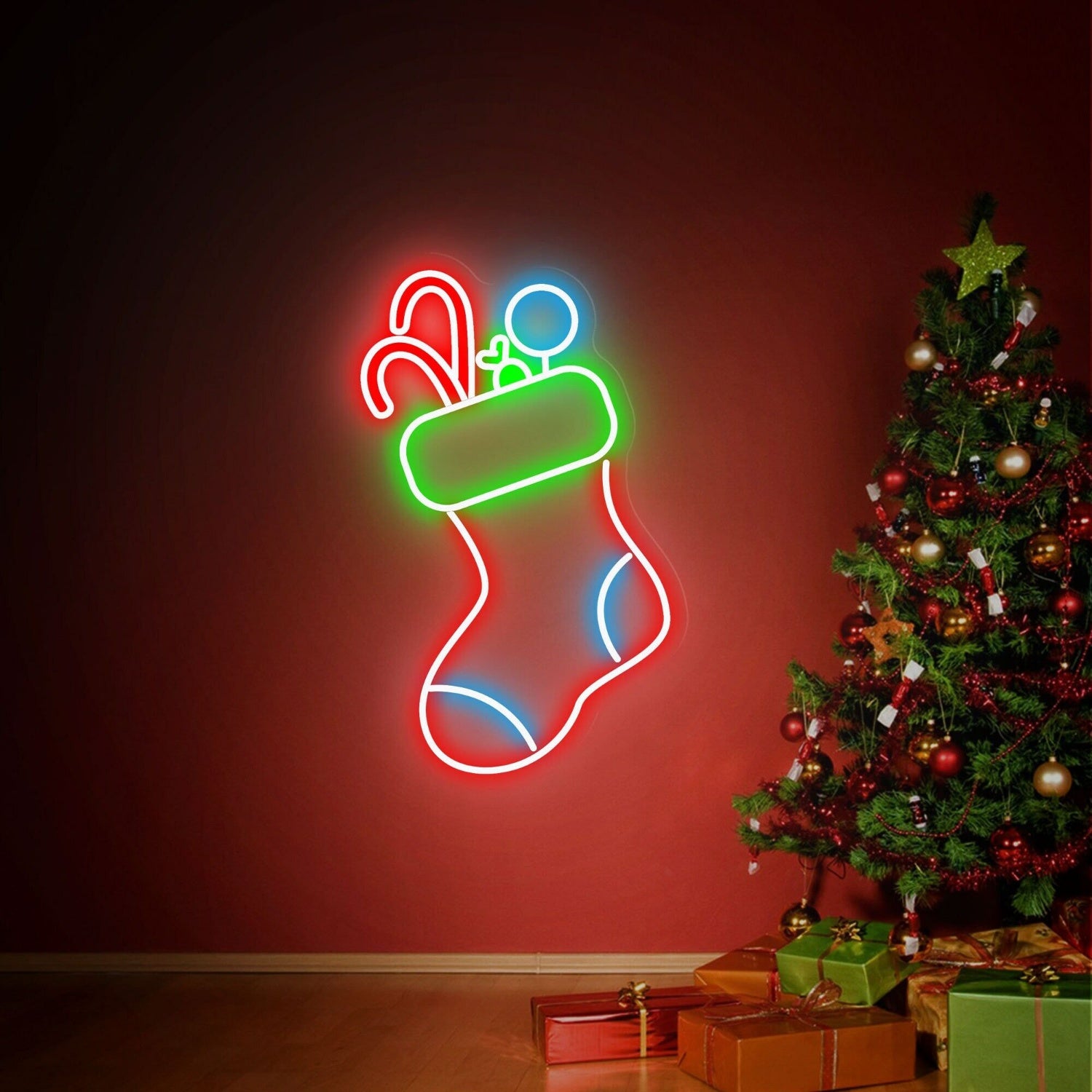 Hristmas Stocking Decor Wall Art Winter Decor Led Neon Sign | Shineneon