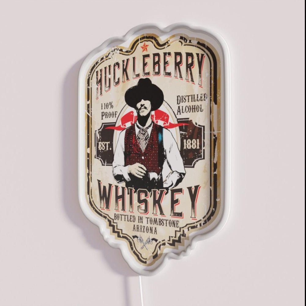 Huckleberry Whiskey Label Rgb Led Neon Sign - Shineneon