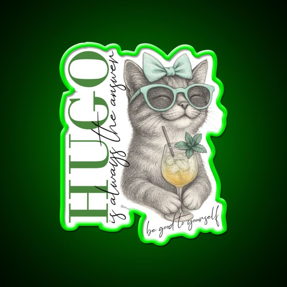 Hugo Cat Summer Drink Selfcare Cocktail Bar Decor Led Neon Sign Rgb Color - LED neon sign view 8