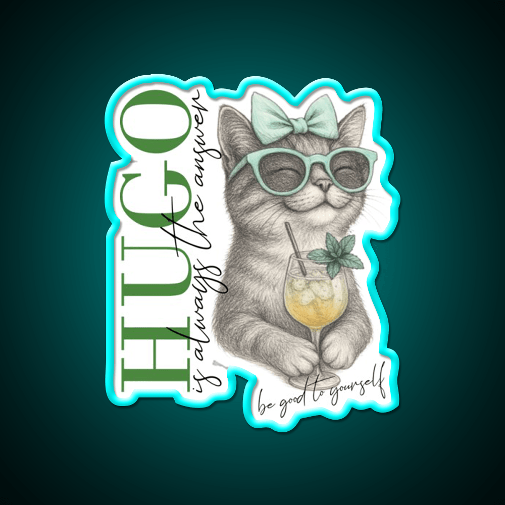 Hugo Cat Summer Drink Selfcare Cocktail Bar Decor Led Neon Sign Rgb Color - Shineneon