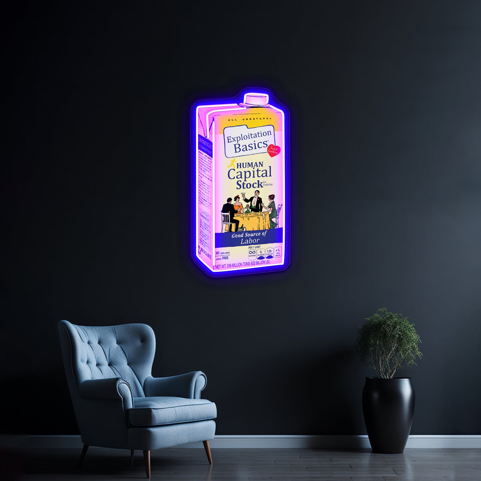 Human Capital Stock Artwork Led Custom Signs - Neon sign mounted on wall in room