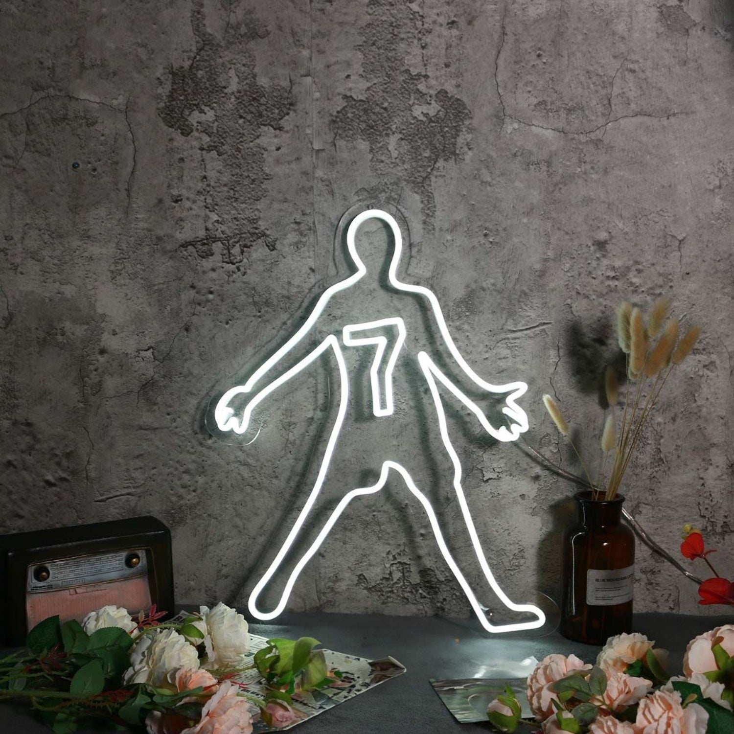 Human Silhouette With Number 7 Led Neon Sign - Shineneon