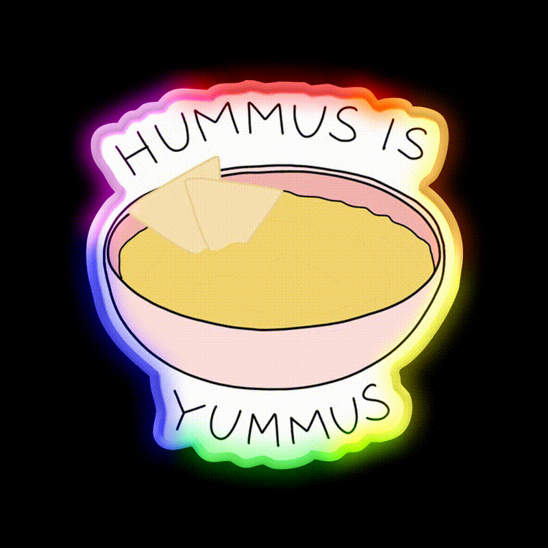 Hummus Is Yummus Snack Food Led Neon Sign Rgb Color - LED neon sign close-up detail