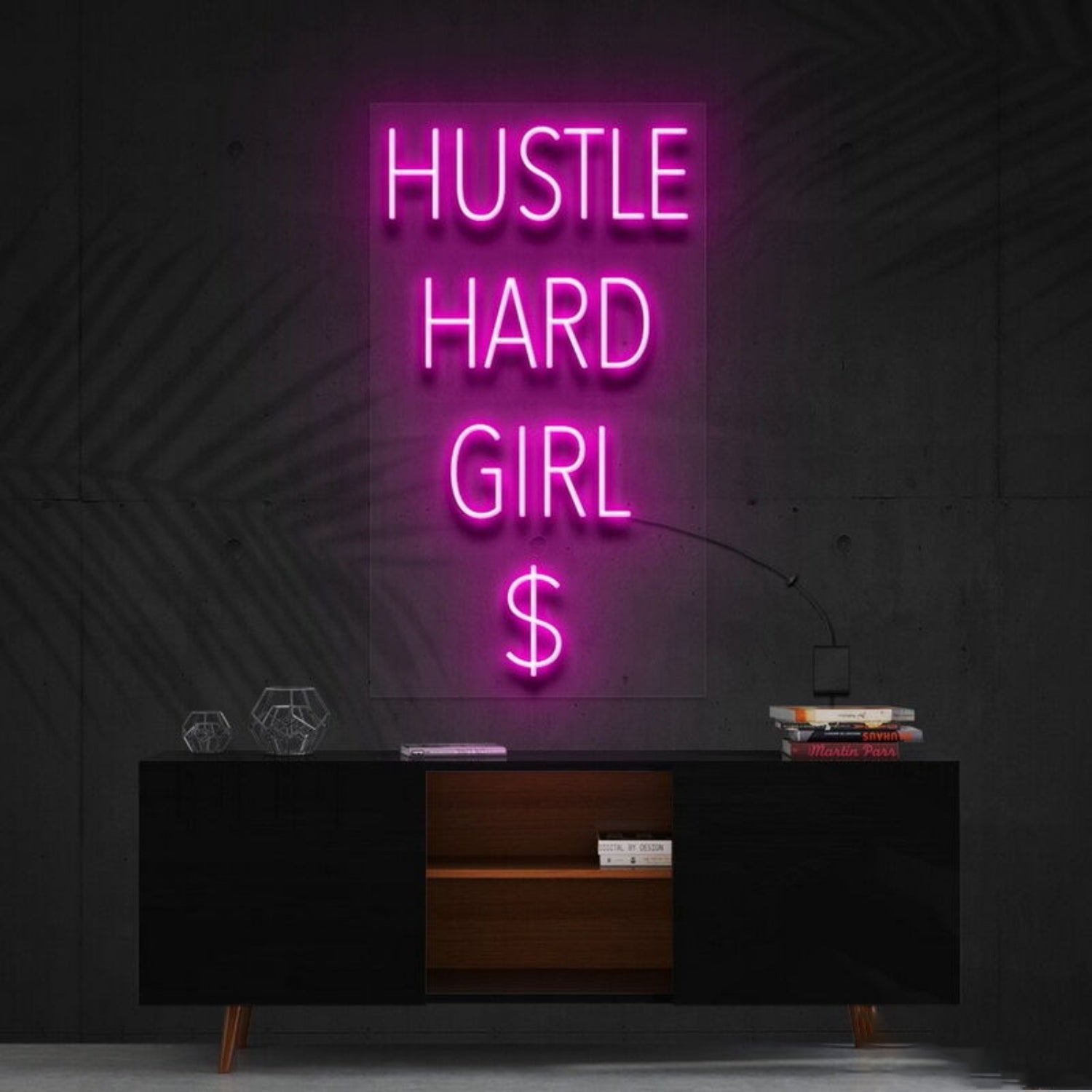Hustle Hard Girl Led Neon Sign For Motivational Spaces - Shineneon