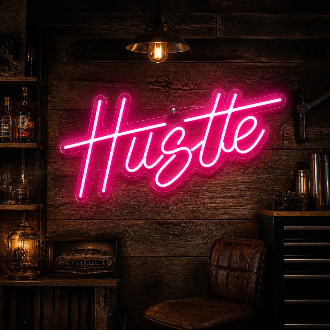 Hustle Vintage LED Neon Sign high-converting product image