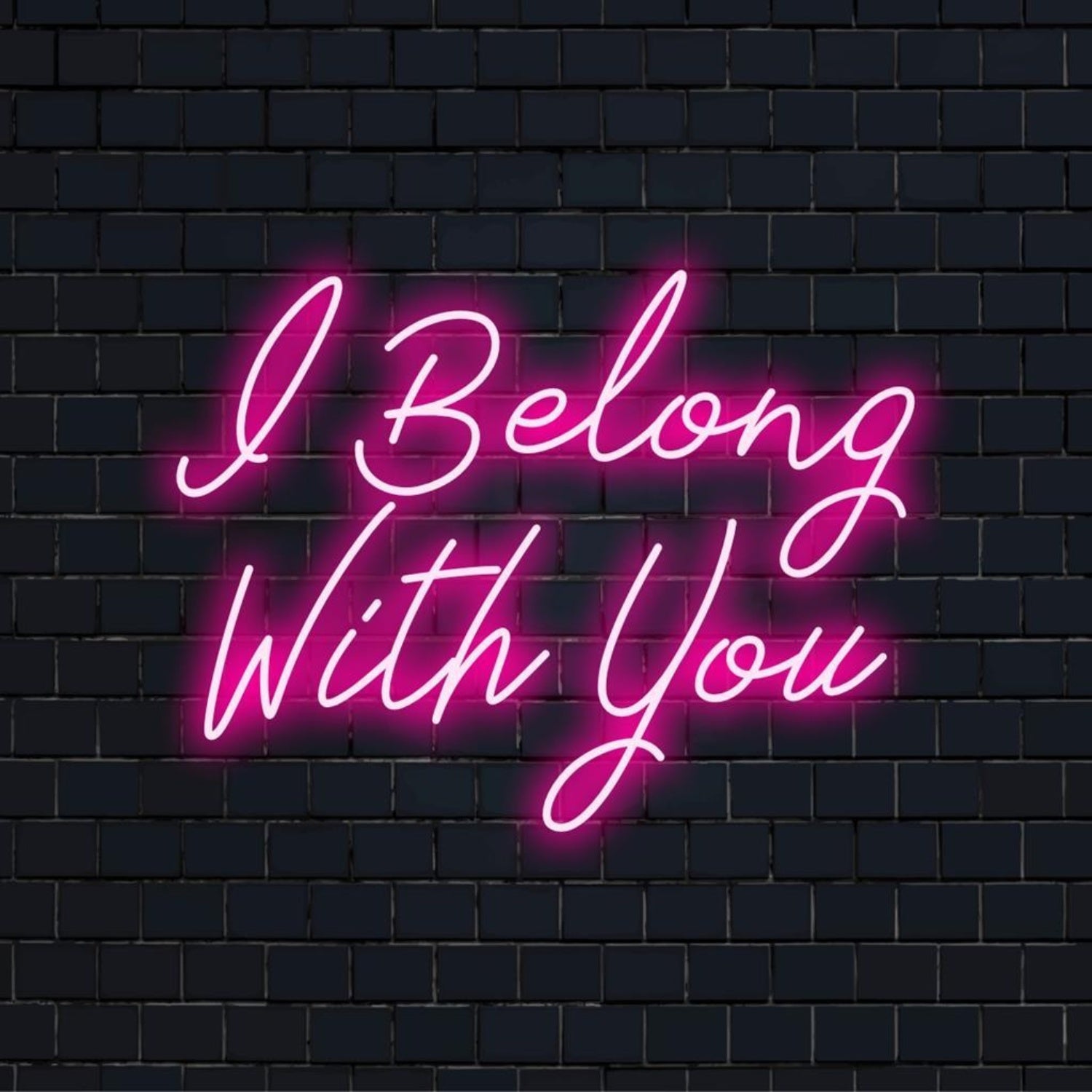 I Belong With You Pink Led Neon Sign For Romantic Bedroom Cafe Decor - Shineneon