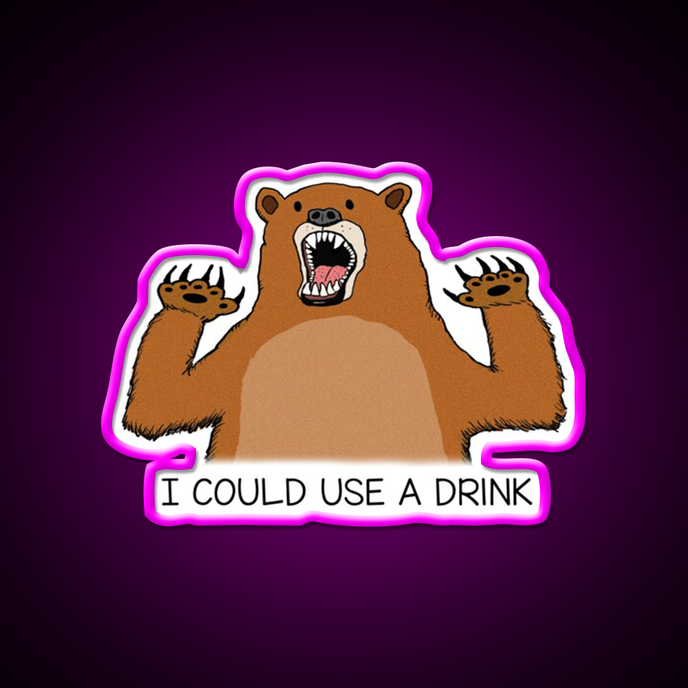 I Could Use A Drink Bear Man Cave Bar Led Neon Sign Rgb Color