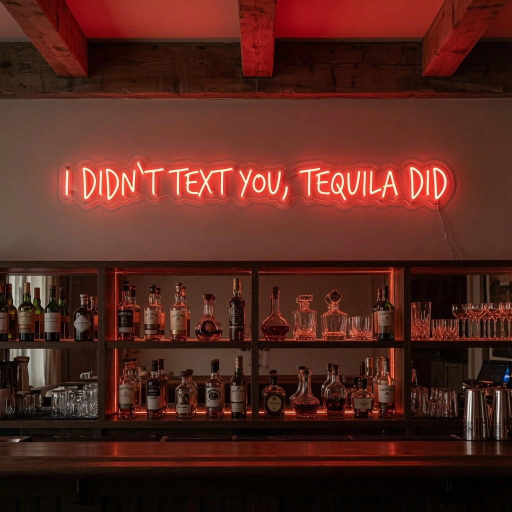 I Didn't Text You Tequila Did LED Neon Sign - 03 Real Lifestyle Scene