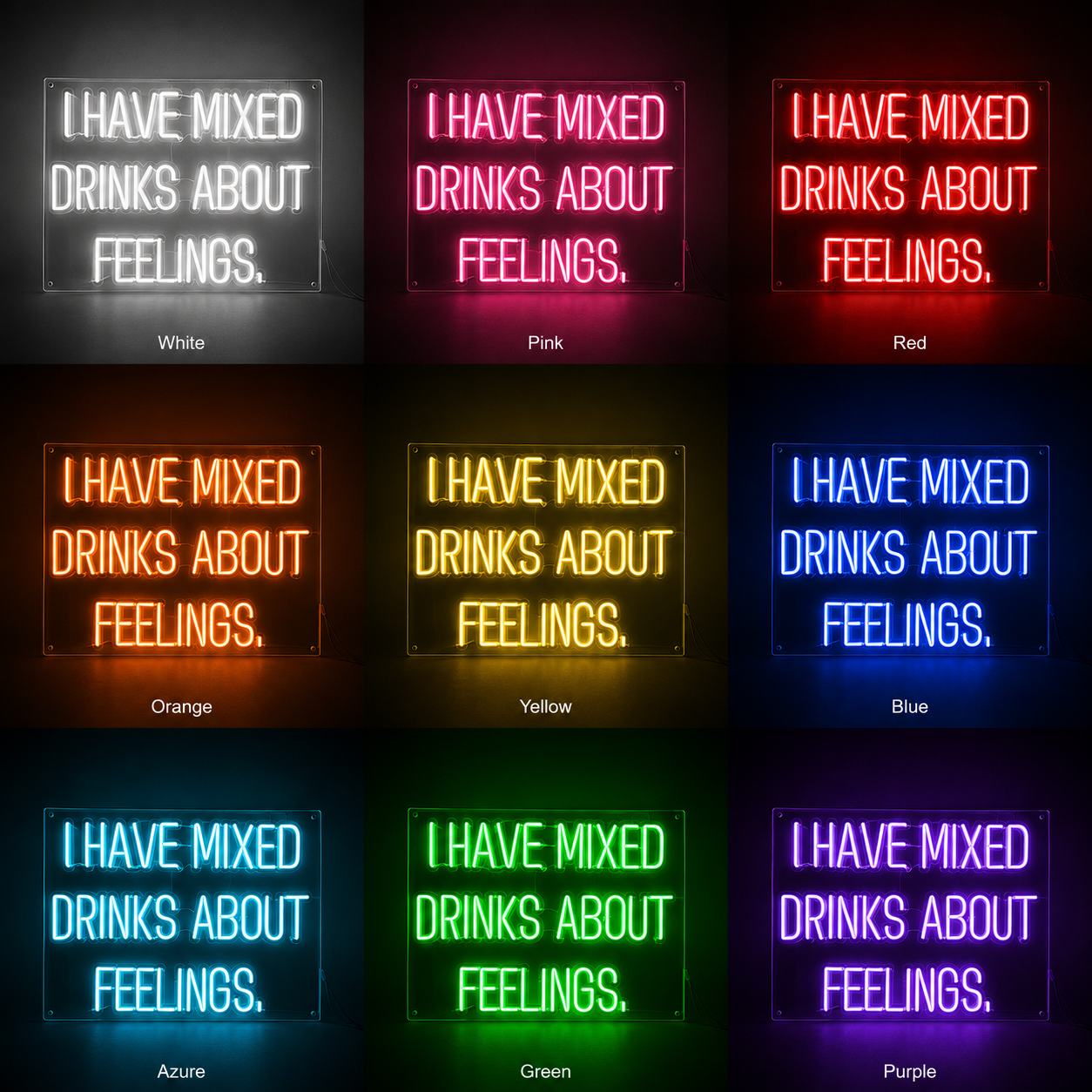 I Have Mixed Drinks About Feelings Wall Decor LED Neon Sign - 05 Color Grid