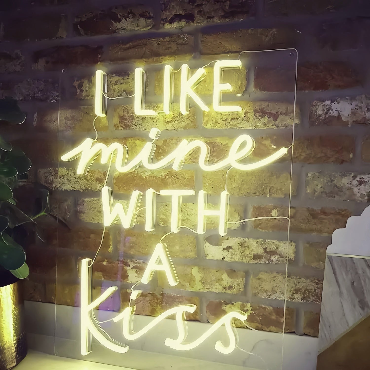 I Like Mine With A Kiss Radiant Neon Sign | Shineneon