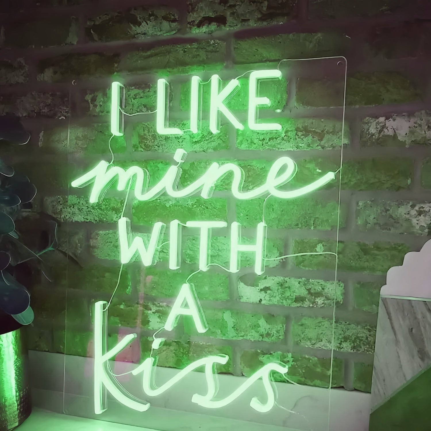 I Like Mine With A Kiss Radiant Neon Sign | Shineneon