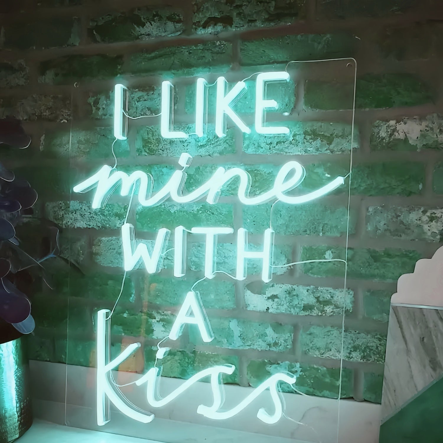 I Like Mine With A Kiss Radiant Neon Sign | Shineneon