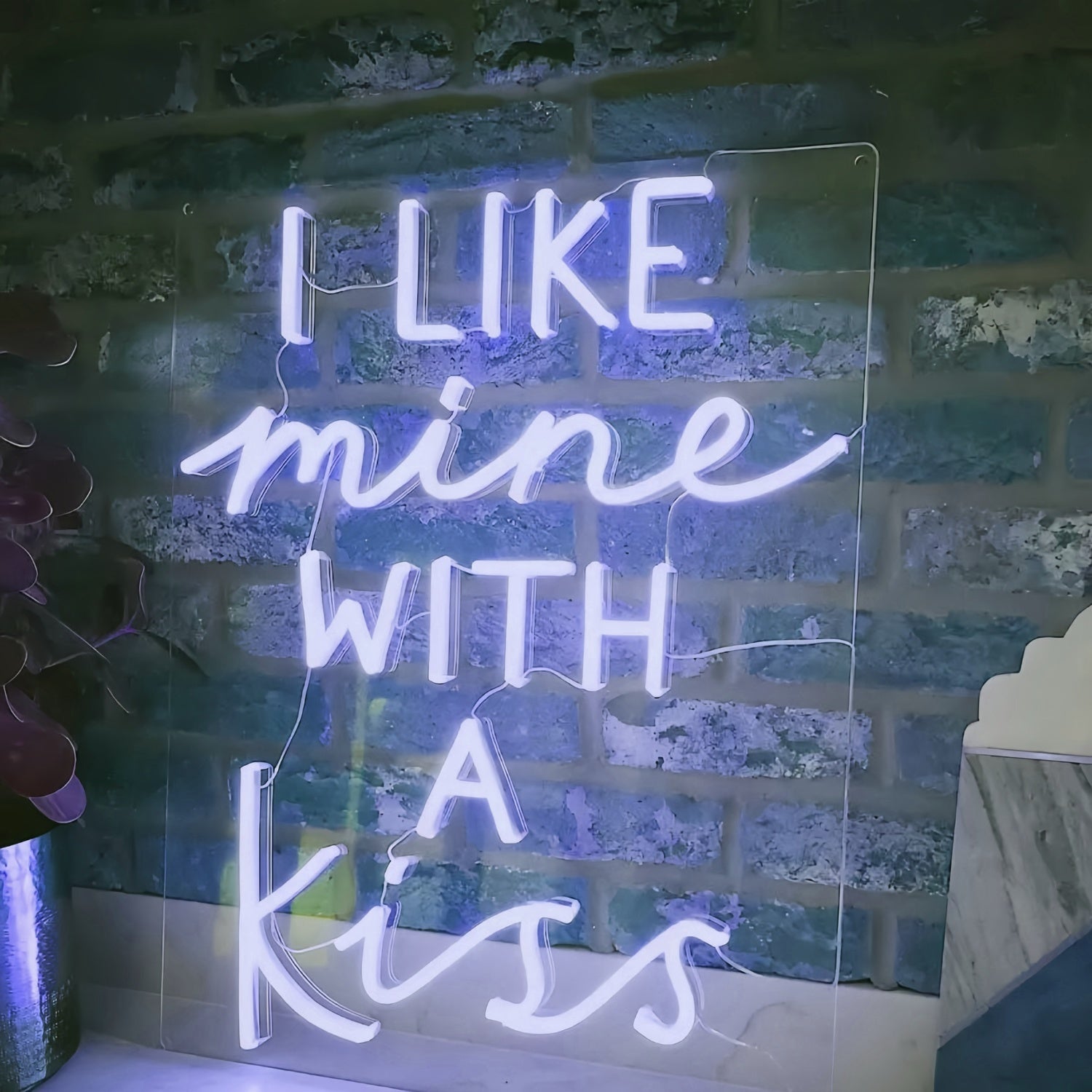 I Like Mine With A Kiss Radiant Neon Sign | Shineneon
