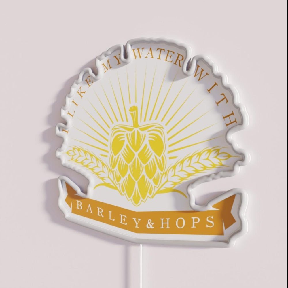 I Like My Water With Barley And Hops Beer Alcohol Rgb Led Neon Sign - Shineneon