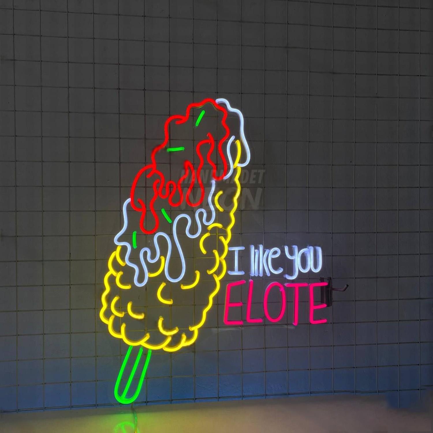 I Like You Elote Led Neon Sign Elote Corn Mexican Led Neon Sign | Shineneon