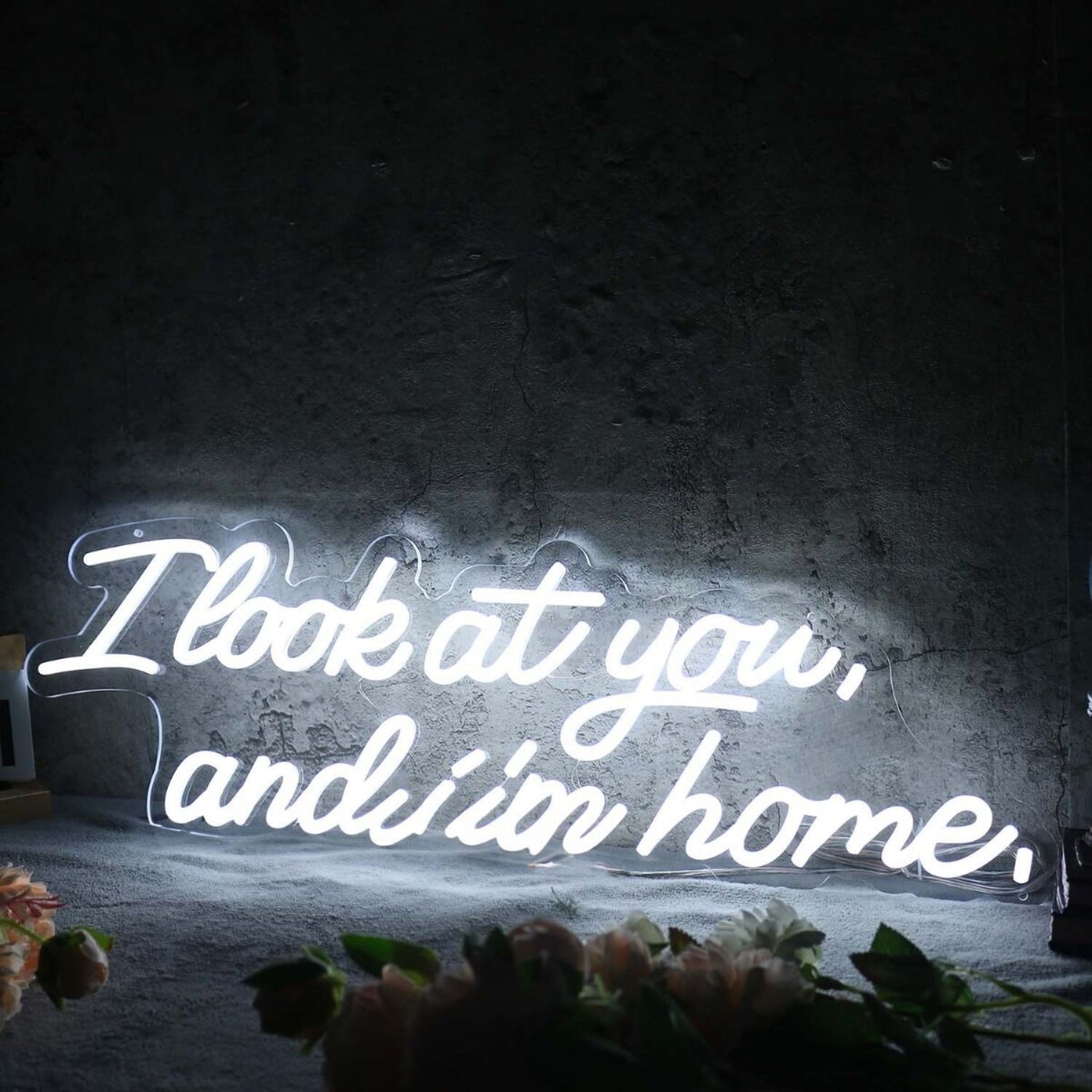 I Look At You And I M Home White Led Neon Sign - Shineneon