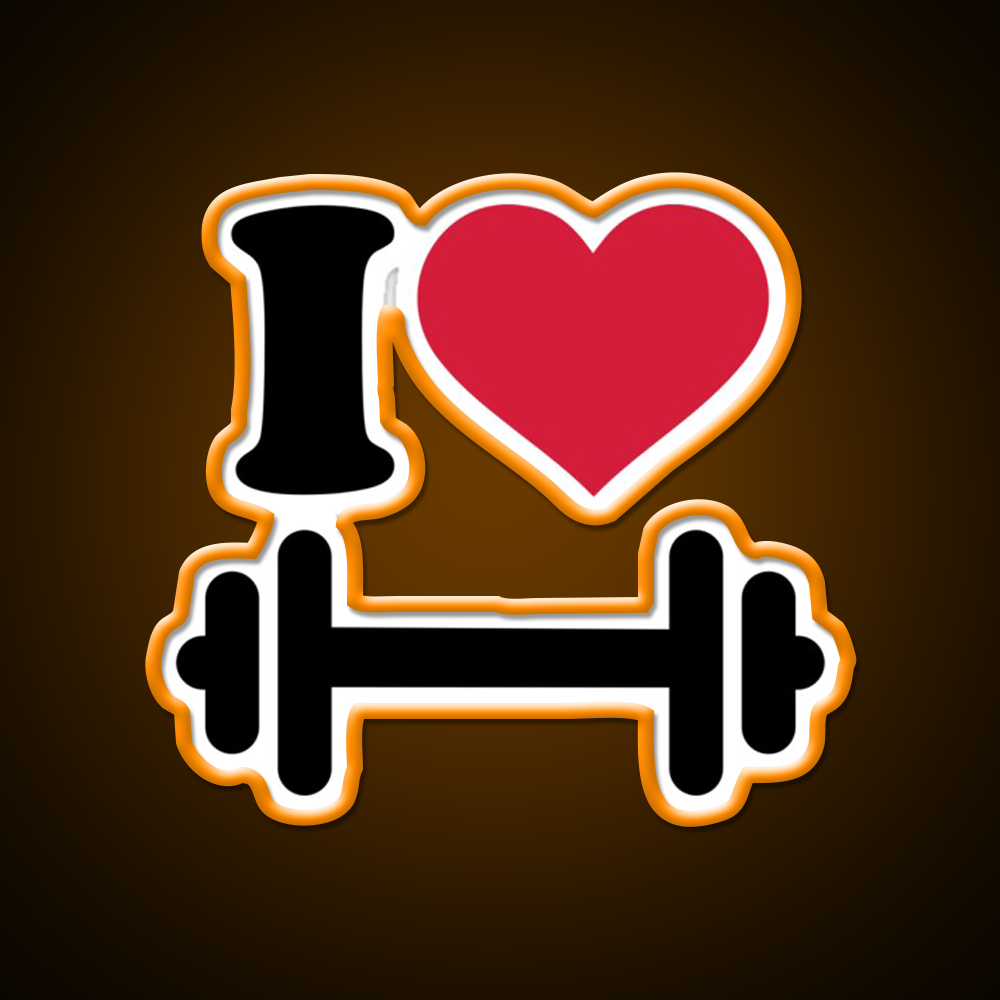 I Love Barbell Dumbbell Gym Fitness Led Neon Sign Rgb Color