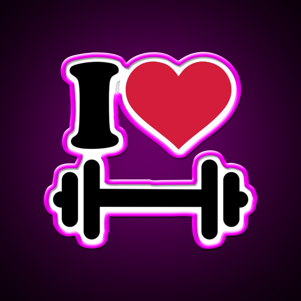 I Love Barbell Dumbbell Gym Fitness Led Neon Sign Rgb Color