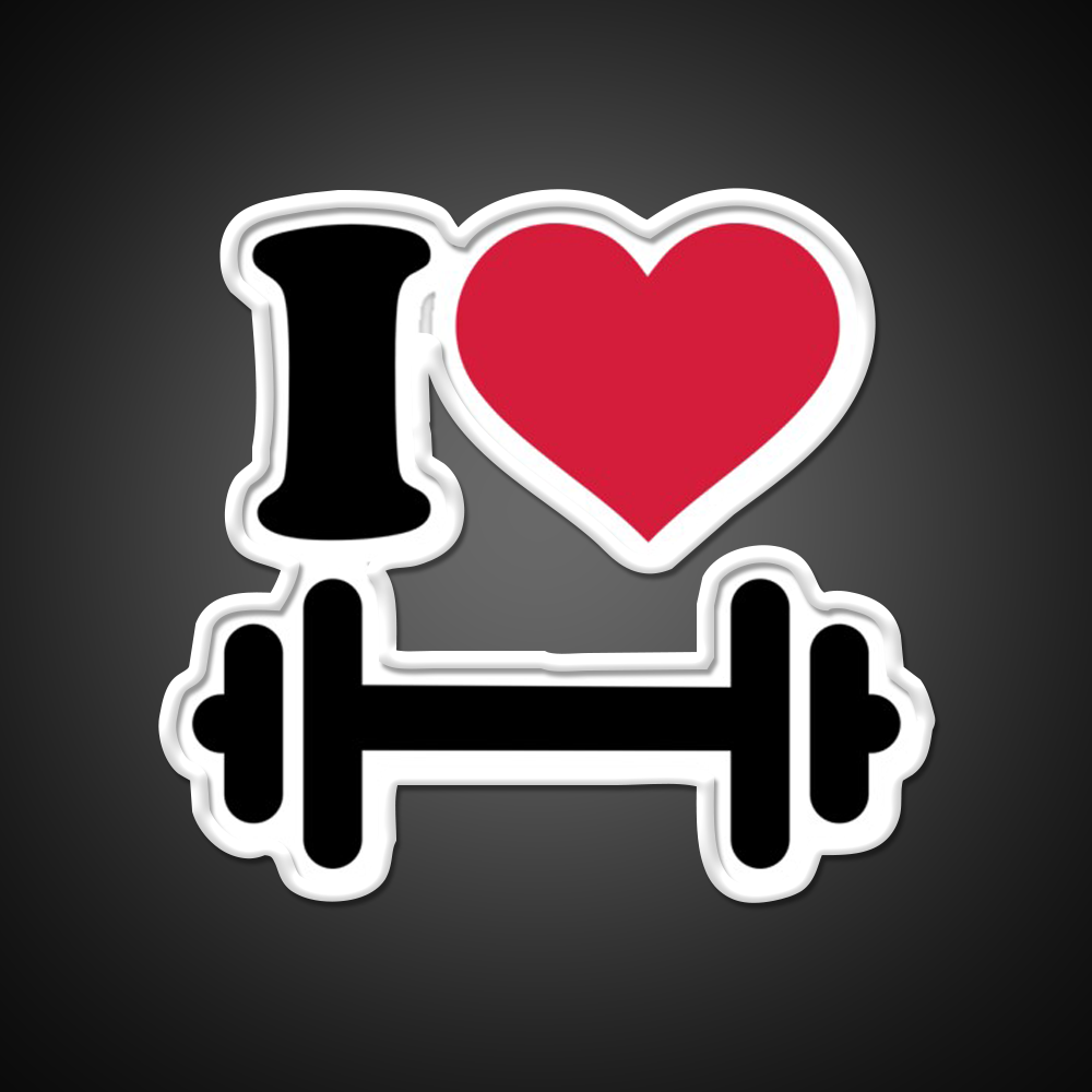 I Love Barbell Dumbbell Gym Fitness Led Neon Sign Rgb Color