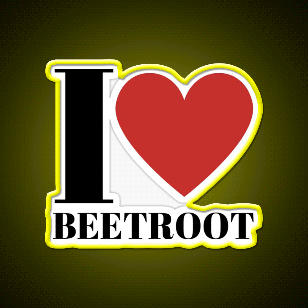 I Love Beetroot Snack Food Led Neon Sign Rgb Color - Custom LED neon sign front view