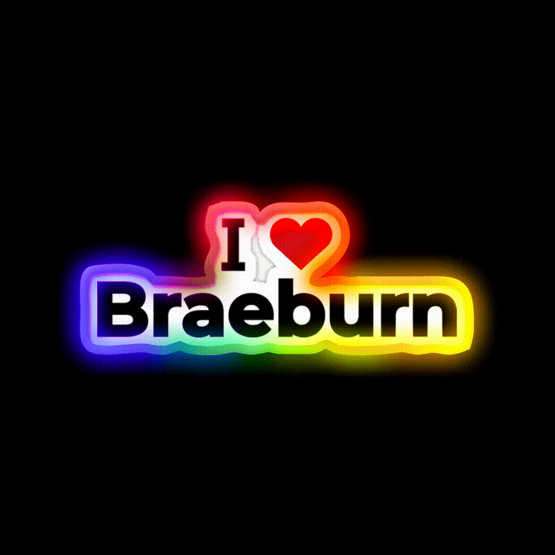 I Love Braeburn Snack Food Led Neon Sign Rgb Color - LED neon sign close-up detail