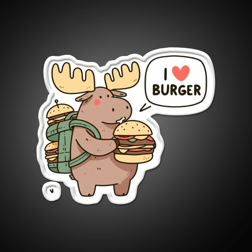 I Love Burger Moose Fast Food Led Neon Sign For Burger Place Rgb Color - Shineneon
