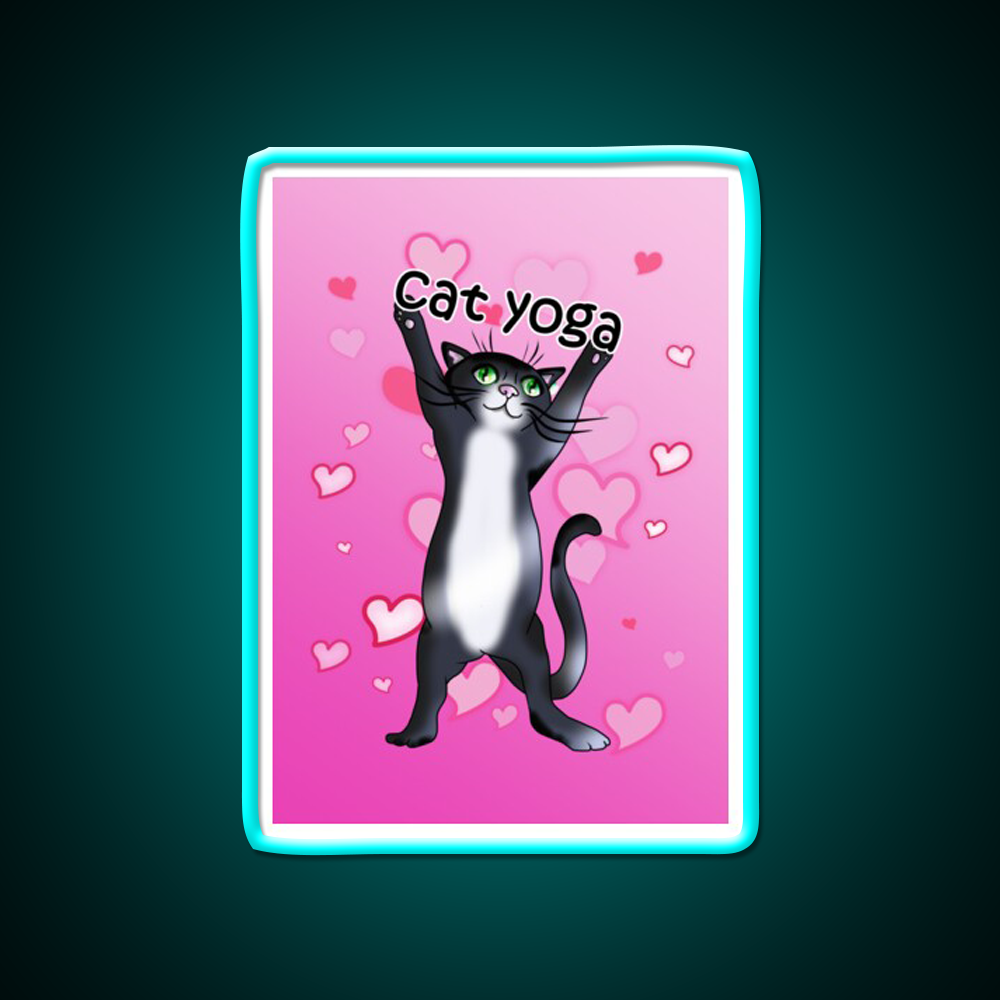 I Love Cat Yoga Led Neon Sign For Wellness Space Rgb Color