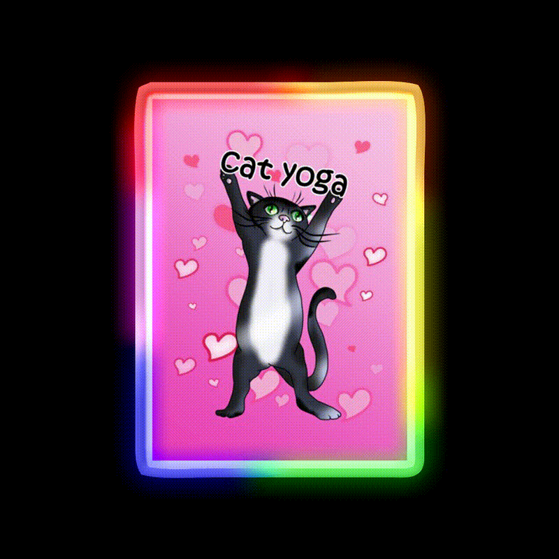 I Love Cat Yoga Led Neon Sign For Wellness Space Rgb Color
