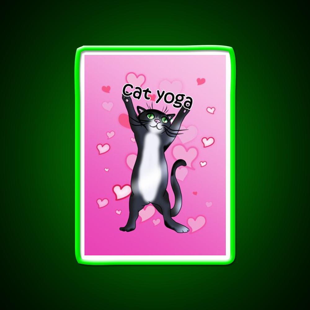 I Love Cat Yoga Led Neon Sign For Wellness Space Rgb Color