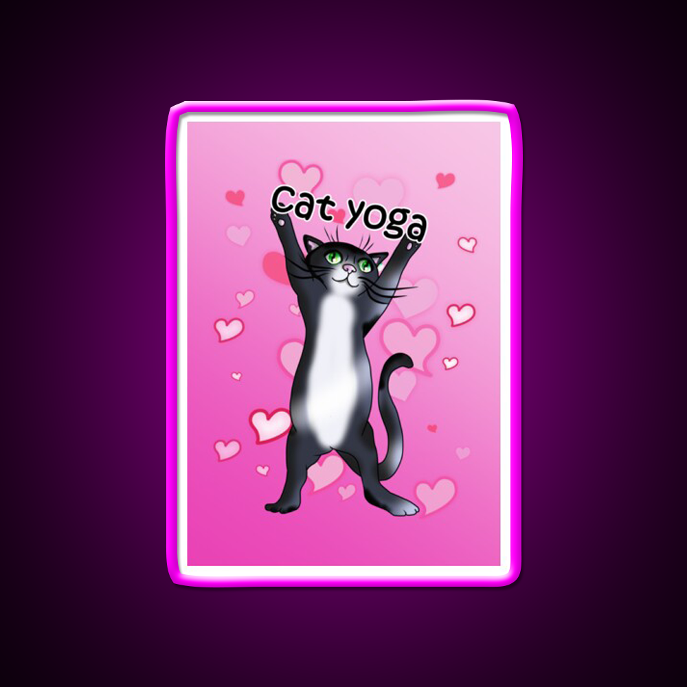 I Love Cat Yoga Led Neon Sign For Wellness Space Rgb Color