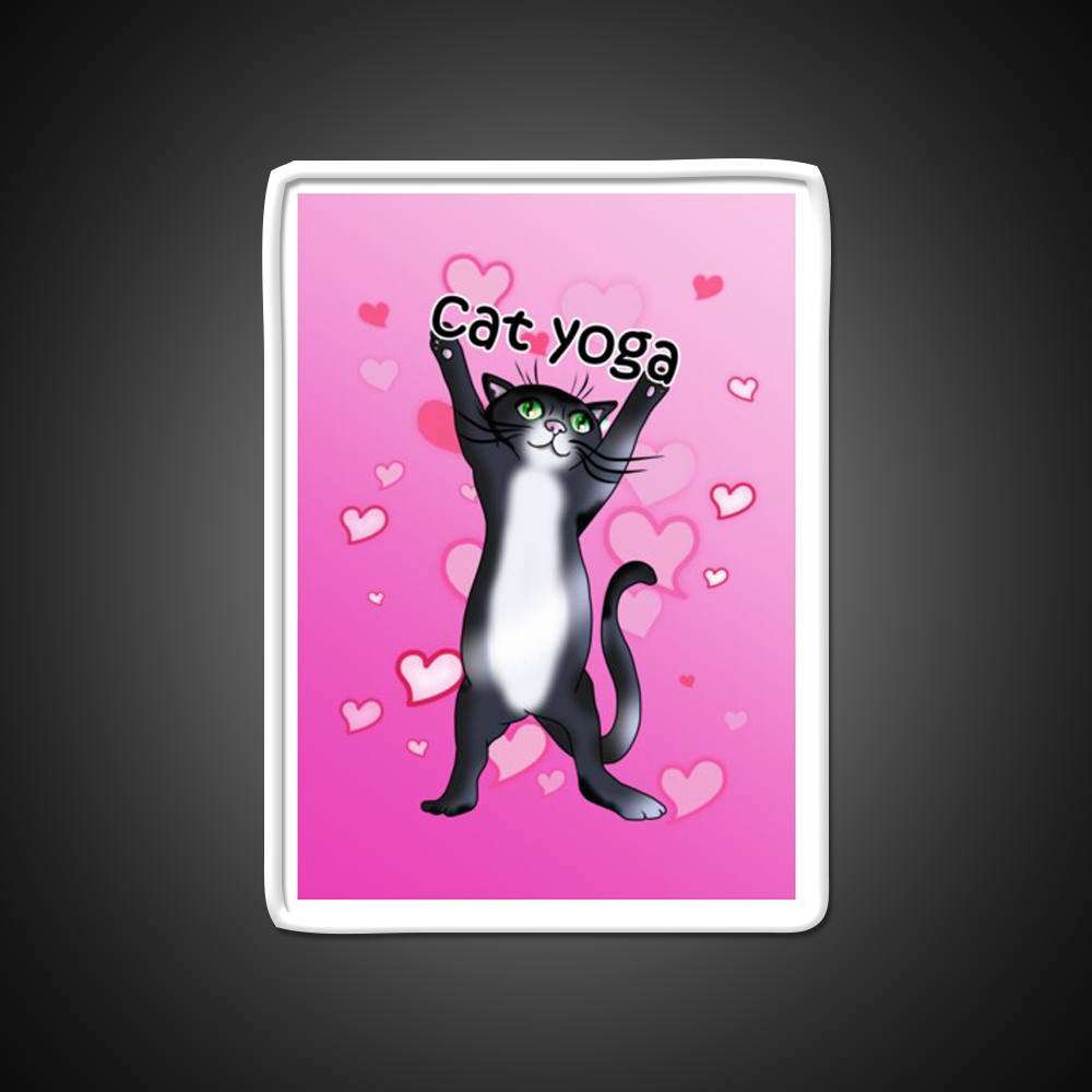 I Love Cat Yoga Led Neon Sign For Wellness Space Rgb Color