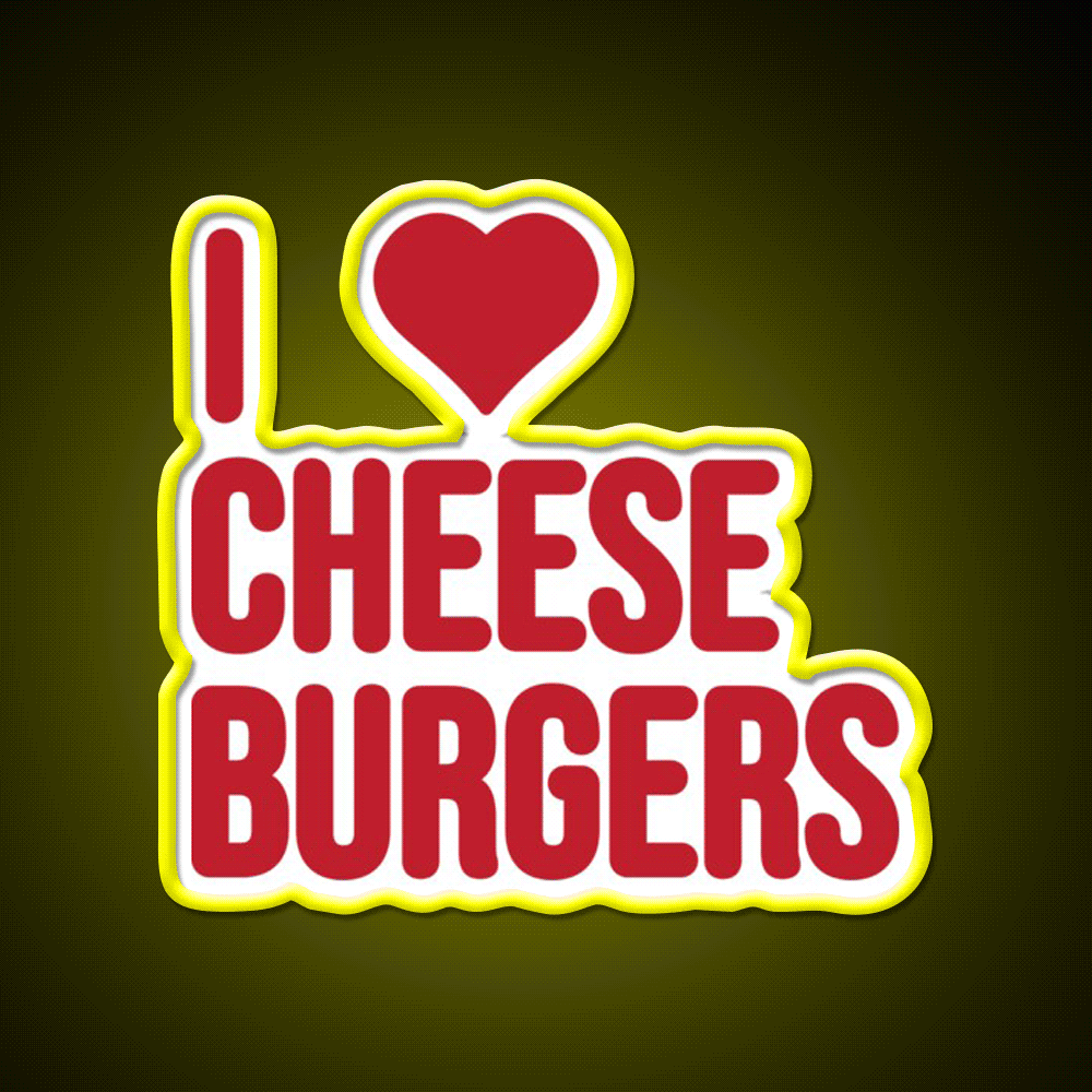 I Love Cheeseburgers Fast Food Led Neon Sign For Burger Place Rgb Color - Custom LED neon sign front view