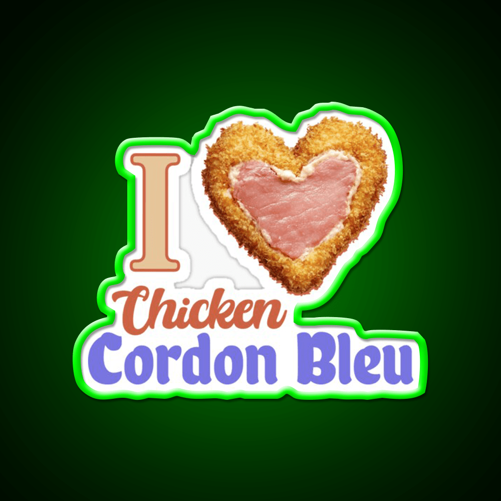 I Love Chicken Cordon Bleu Snack Food Led Neon Sign Rgb Color - Shineneon