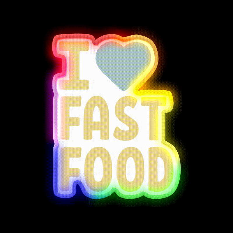 I Love Fast Food Led Neon Sign For Burger Place Rgb Color - LED neon sign close-up detail