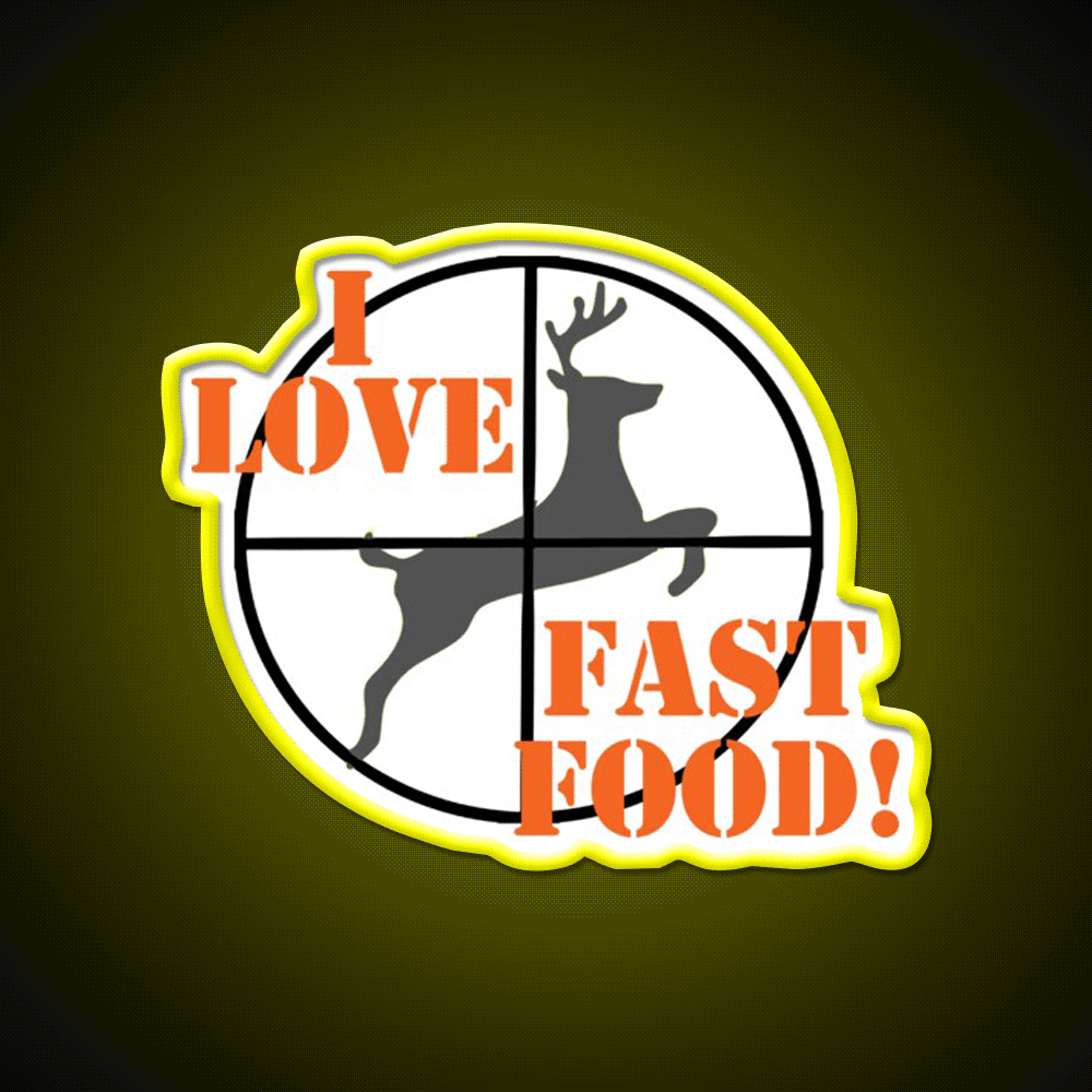I Love Fast Food Led Neon Sign For Burger Place Wall Art Rgb Color - Custom LED neon sign front view