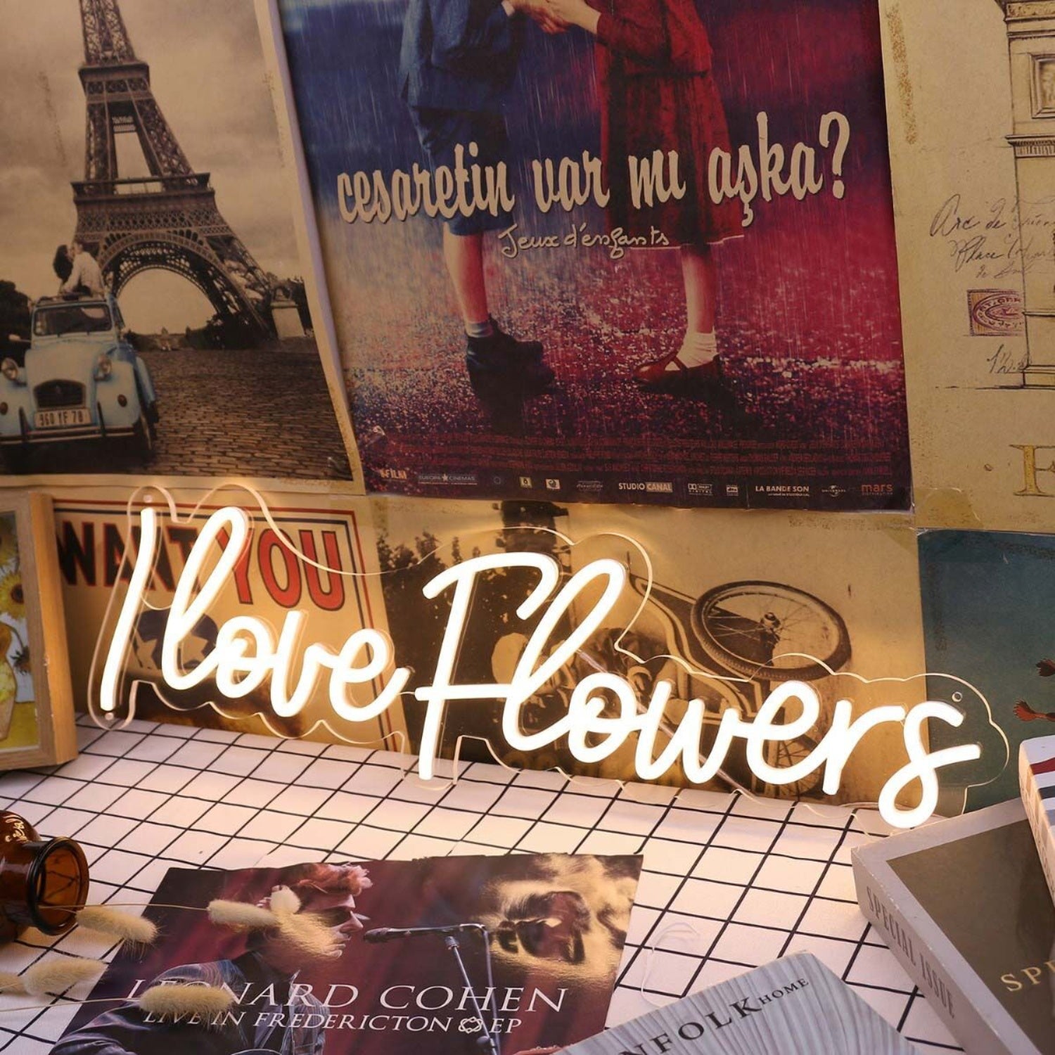 I Love Flowers Yellow Led Neon Sign | Shineneon