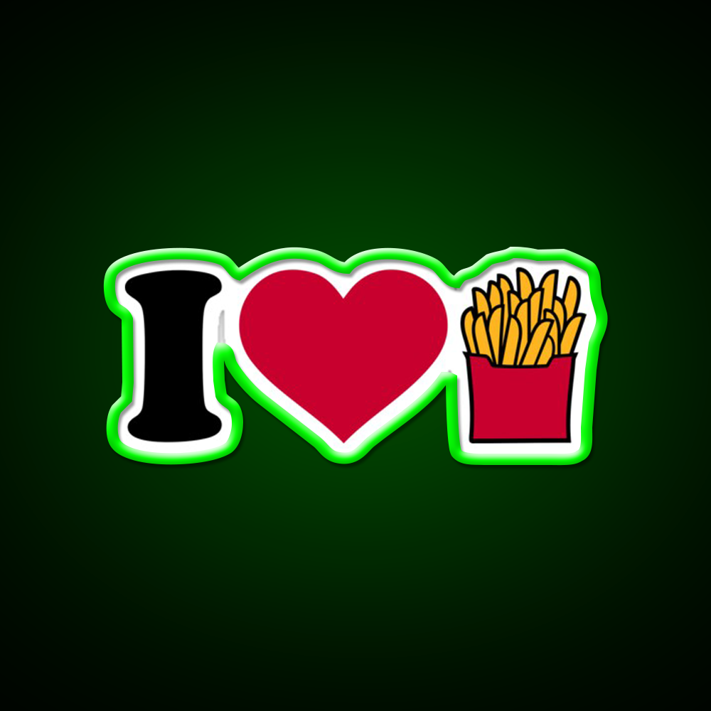 I Love French Fries Fast Food Led Neon Sign For Burger Place Rgb Color