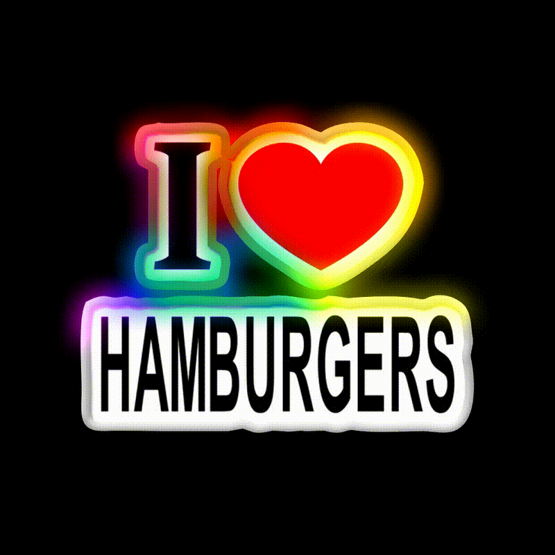 I Love Hamburgers Fast Food Led Neon Sign For Burger Place Rgb Color