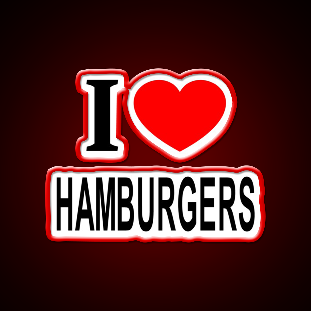 I Love Hamburgers Fast Food Led Neon Sign For Burger Place Rgb Color